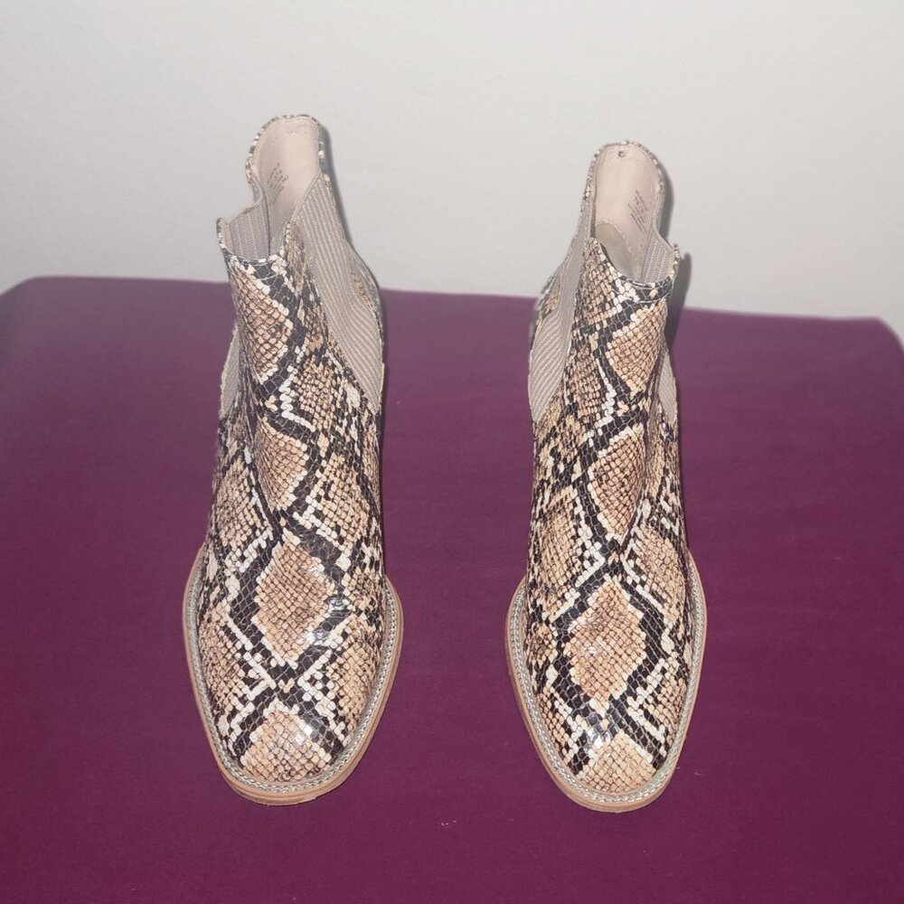 Vince Camuto Gigietta Brown And Tan Python-Print Ankle Booties Size 8 - Picture 6 of 8